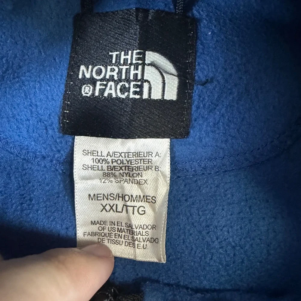 The North Face Mens Blue Black Fleece Full Zip Jacket XXL Shoulder Overlays